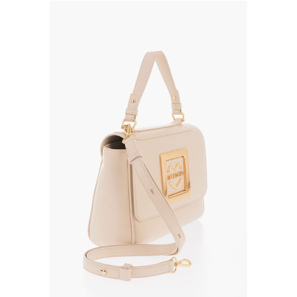 Moschino LOVE Faux Leather Shoulder Bag with Metal Golden Logo