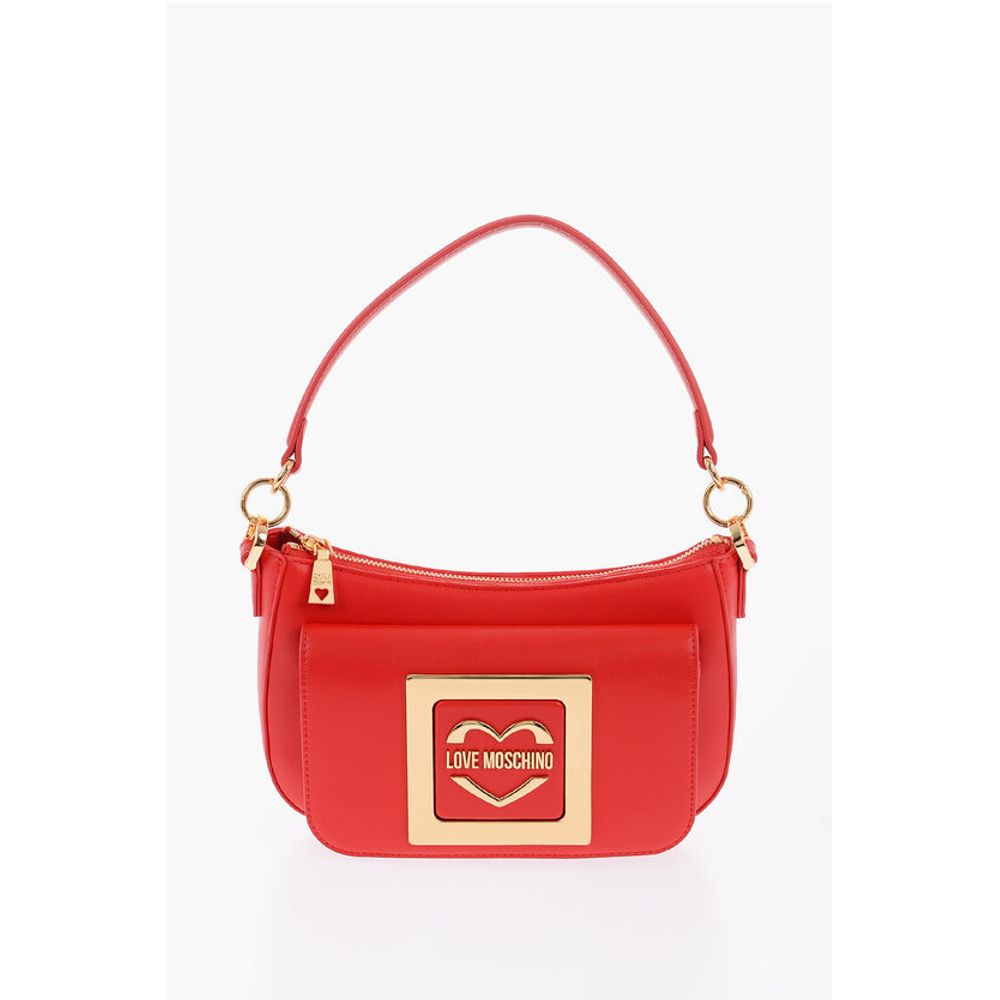 Moschino LOVE Faux Leather Bag with Removable Shoulder Strap and Meta