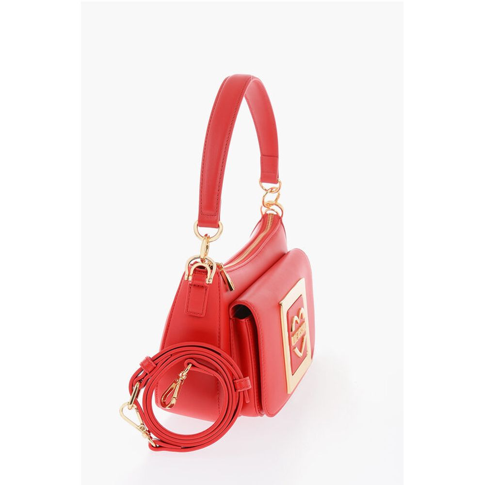 Moschino LOVE Faux Leather Bag with Removable Shoulder Strap and Meta