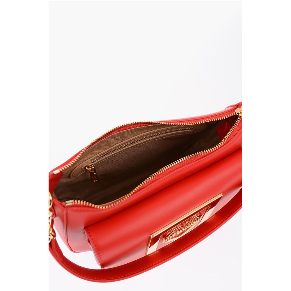 Moschino LOVE Faux Leather Bag with Removable Shoulder Strap and Meta