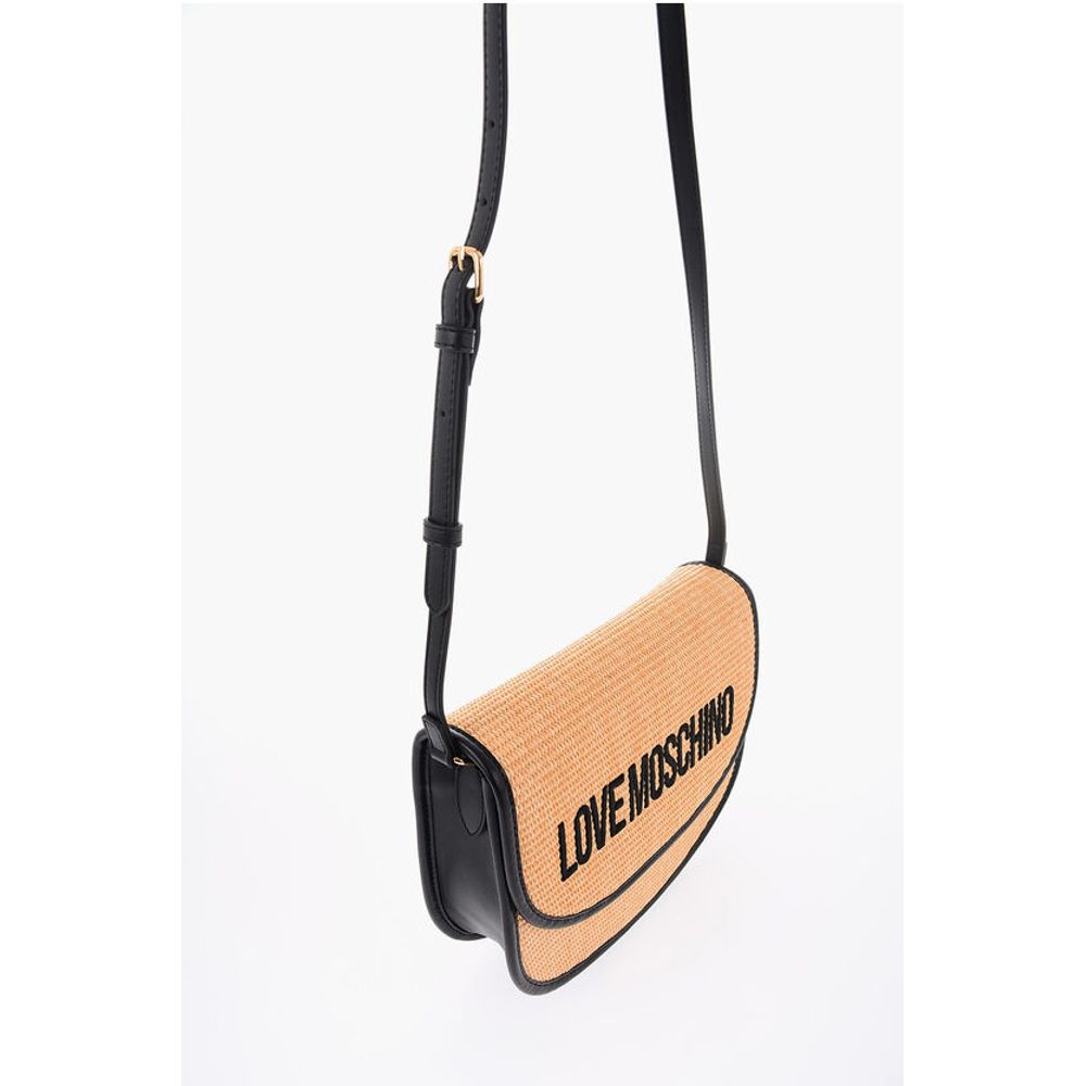 Moschino LOVE Rafia Saddle Bag with Contrasting Details