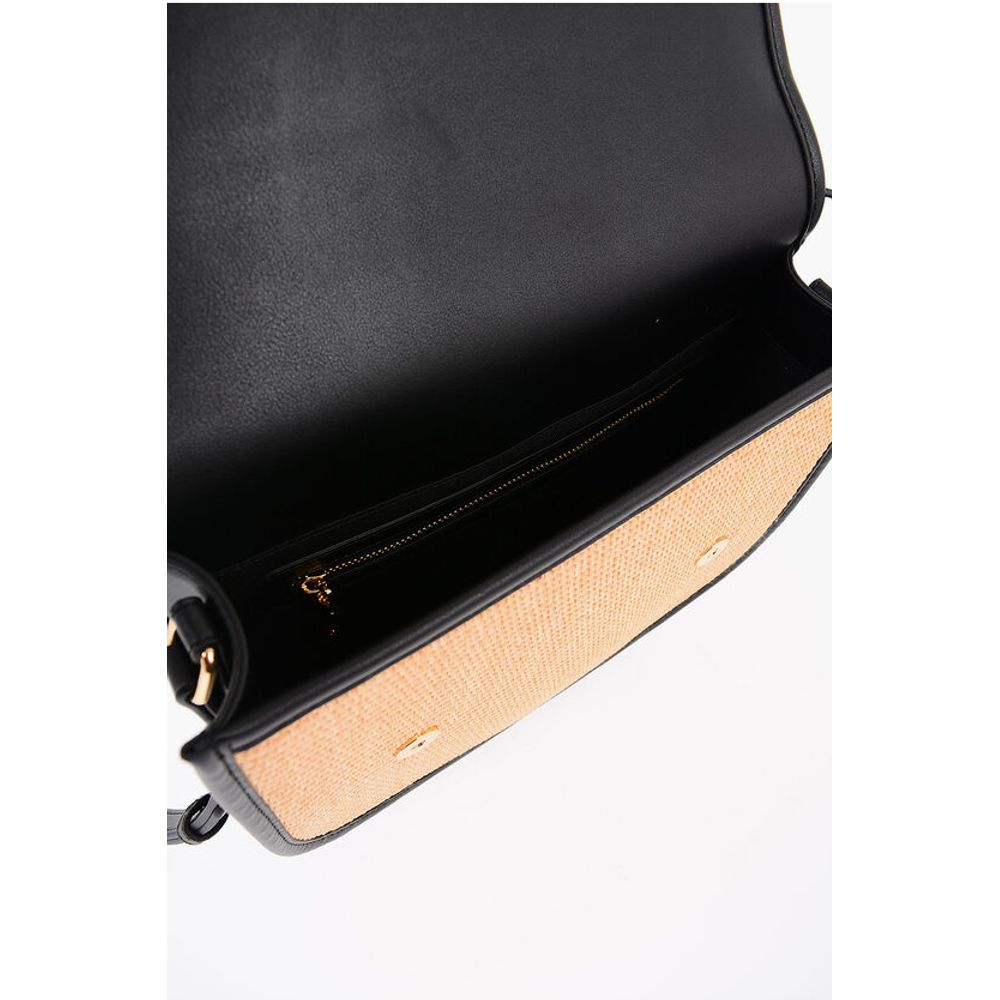 Moschino LOVE Rafia Saddle Bag with Contrasting Details