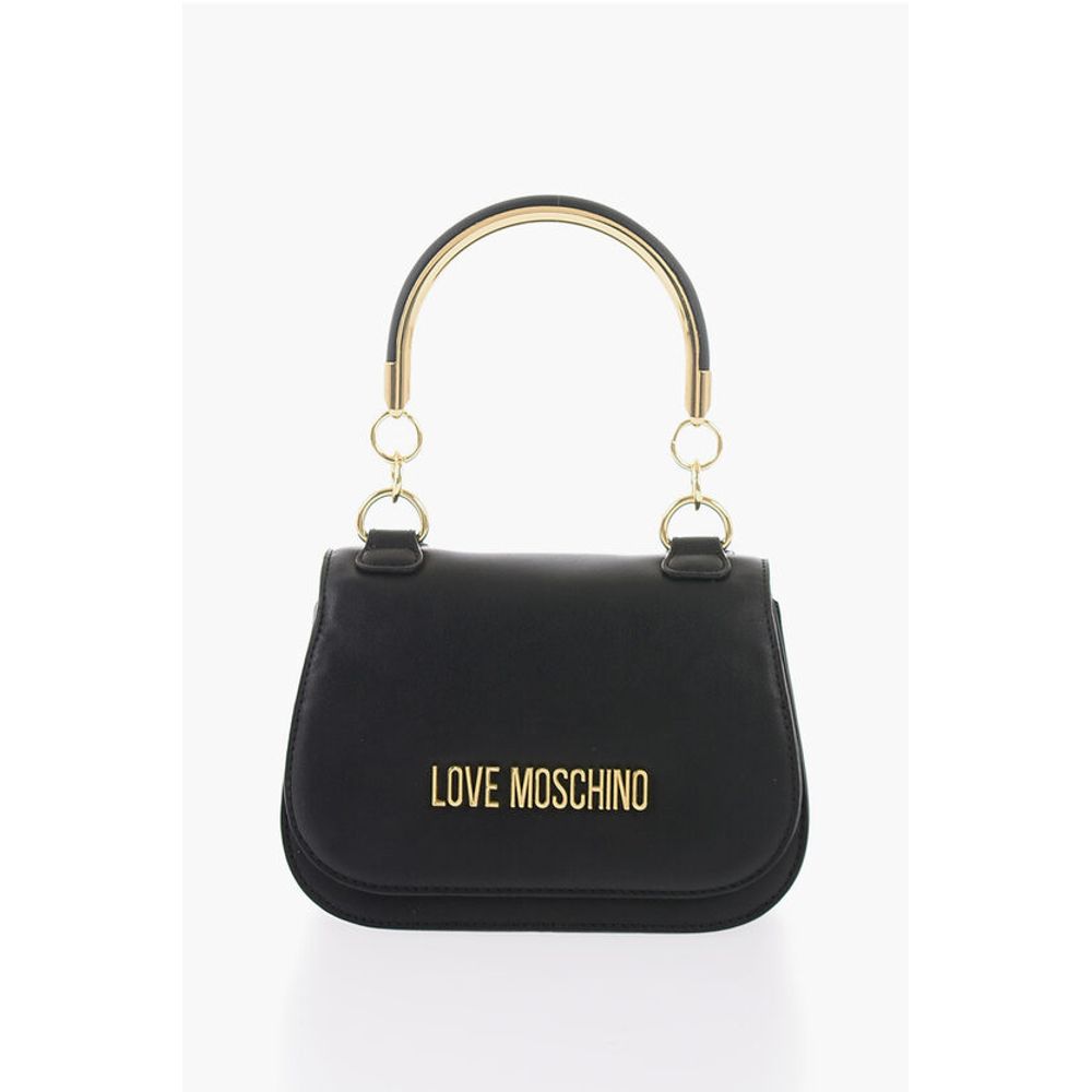 Moschino LOVE Faux Leather Handbag with Metal Golden Logo