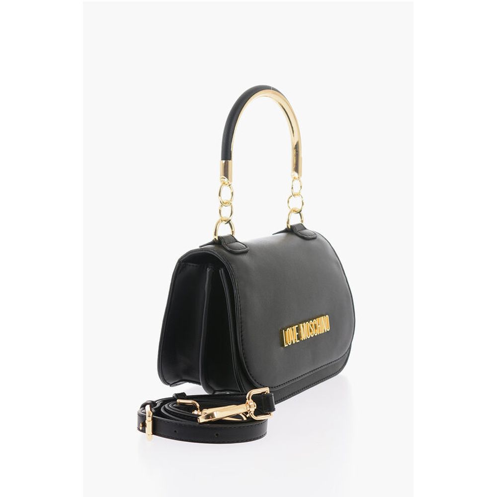 Moschino LOVE Faux Leather Handbag with Metal Golden Logo