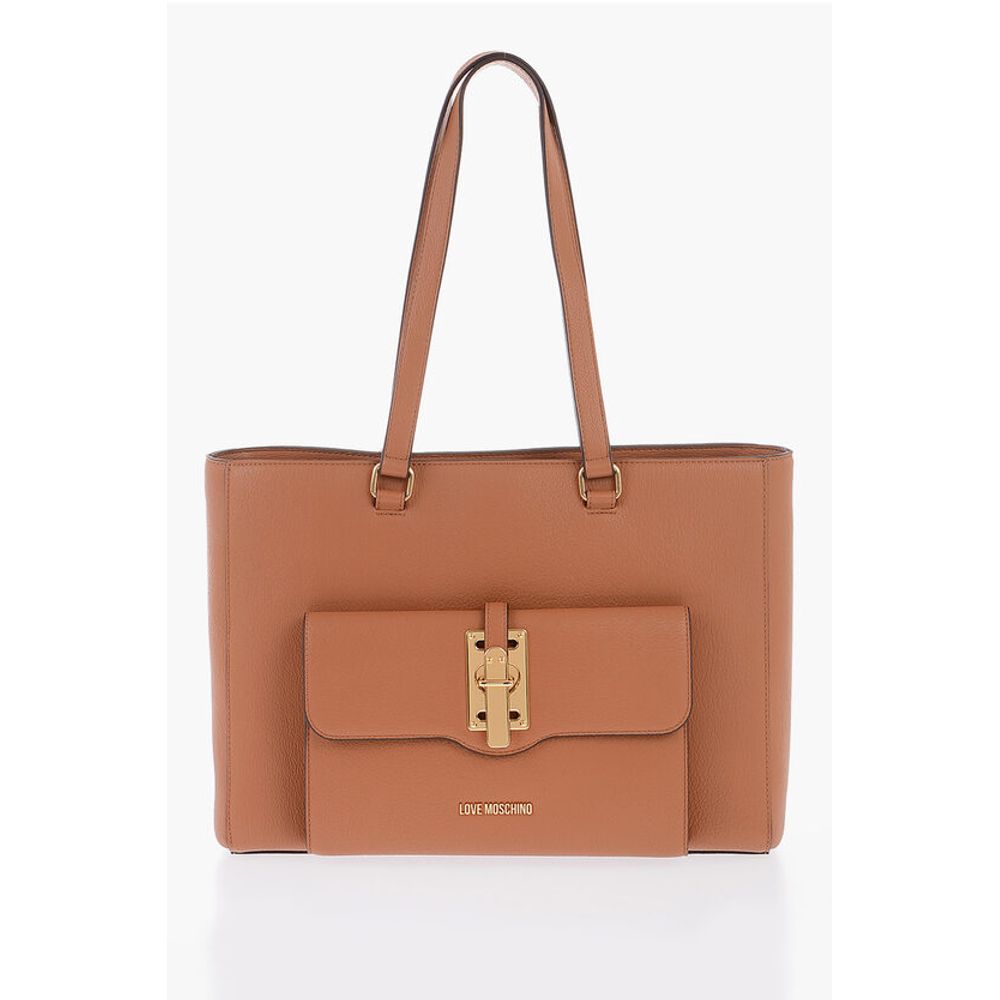 Moschino LOVE Faux Leather Tote Bag with Golden Details