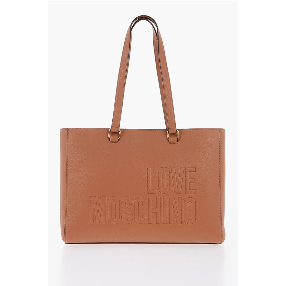 Moschino LOVE Faux Leather Tote Bag with Golden Details