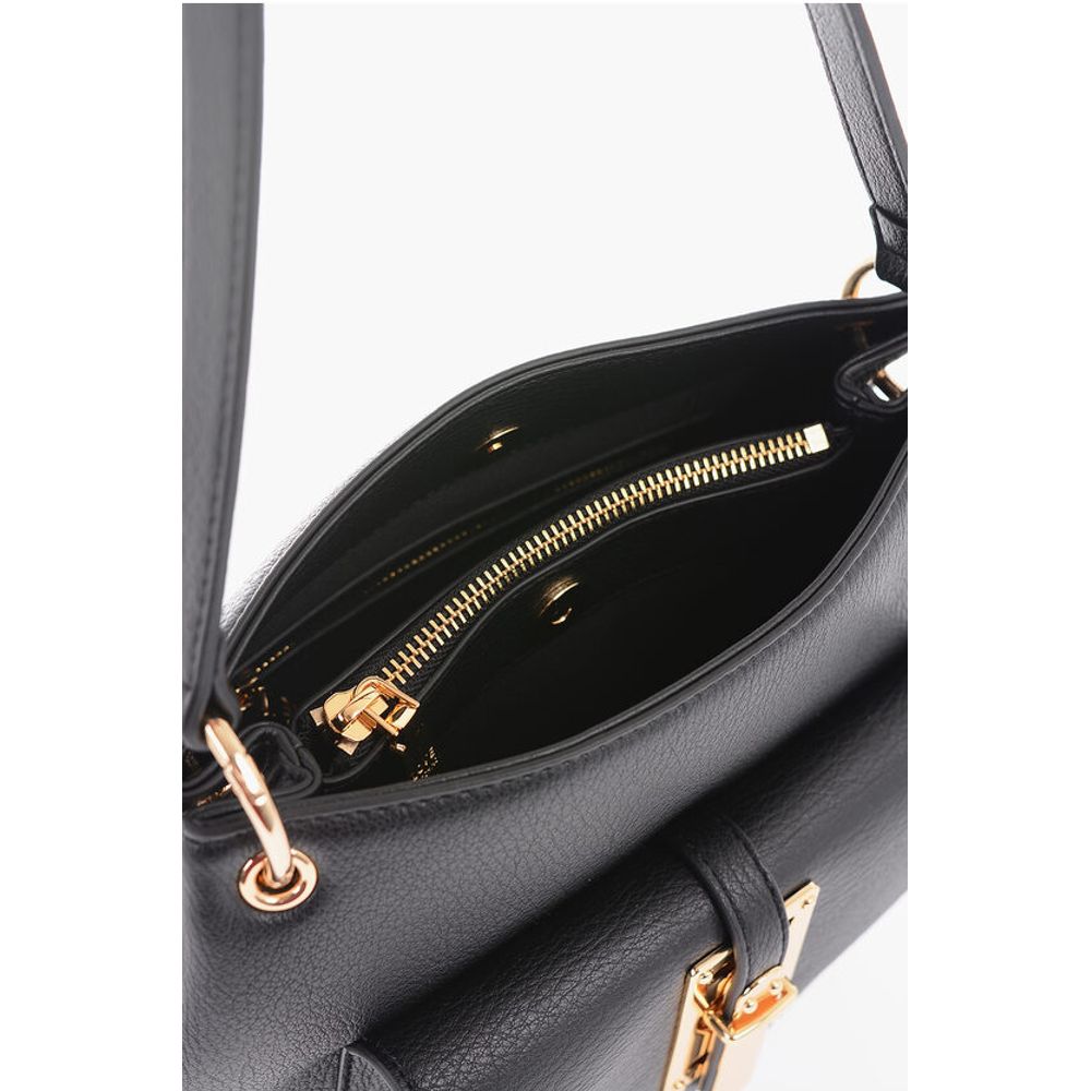 Moschino LOVE Textured Effect Faux Leather Hobo Bag with Maxi Logo on