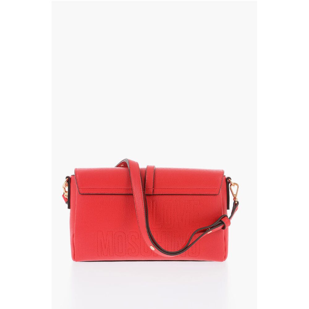 Moschino LOVE Faux Leather Shoulder Bag With Maxi Logo on the Back