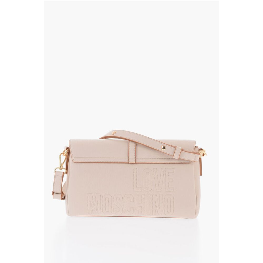Moschino LOVE Faux Leather Shoulder Bag with Golden Details