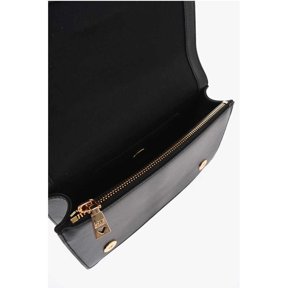 Moschino LOVE Leather Bag with Double Gold Heart Decoration