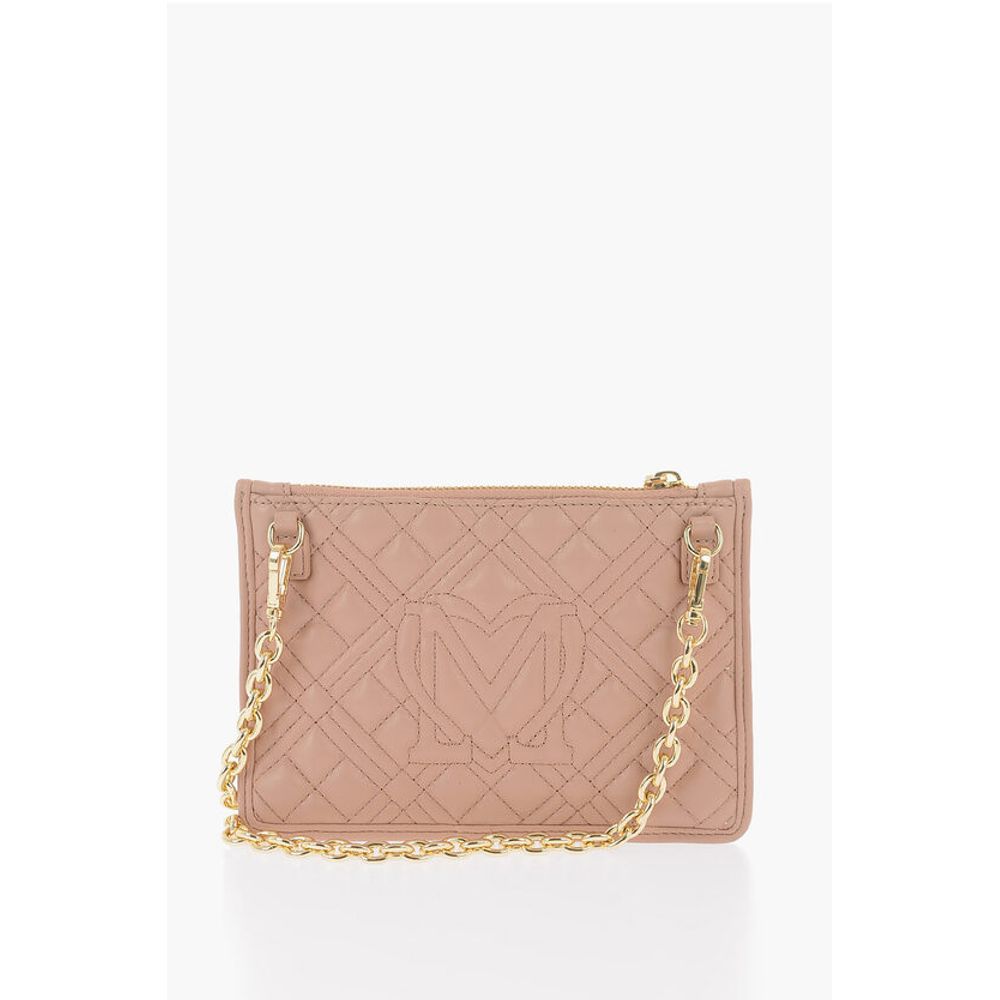Moschino LOVE Quilted Faux Leather Clutch with Removable Chain Should