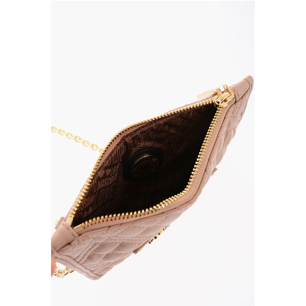 Moschino LOVE Quilted Faux Leather Clutch with Removable Chain Should