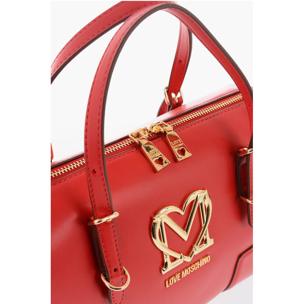Moschino LOVE Faux Leather Handbag with Metal Golden Logo