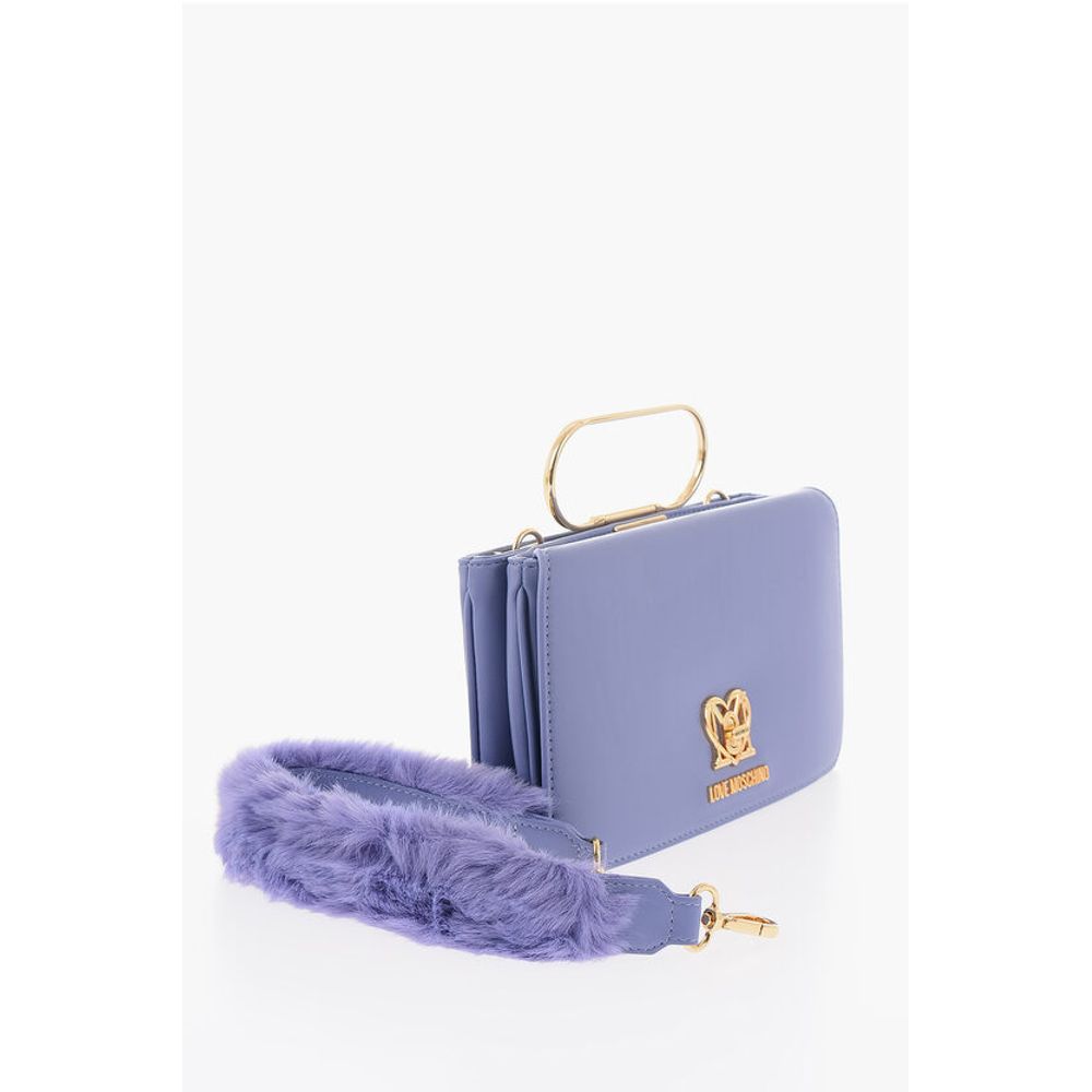 Moschino LOVE Solid Color Handbag with Removable Faux Fur Handle