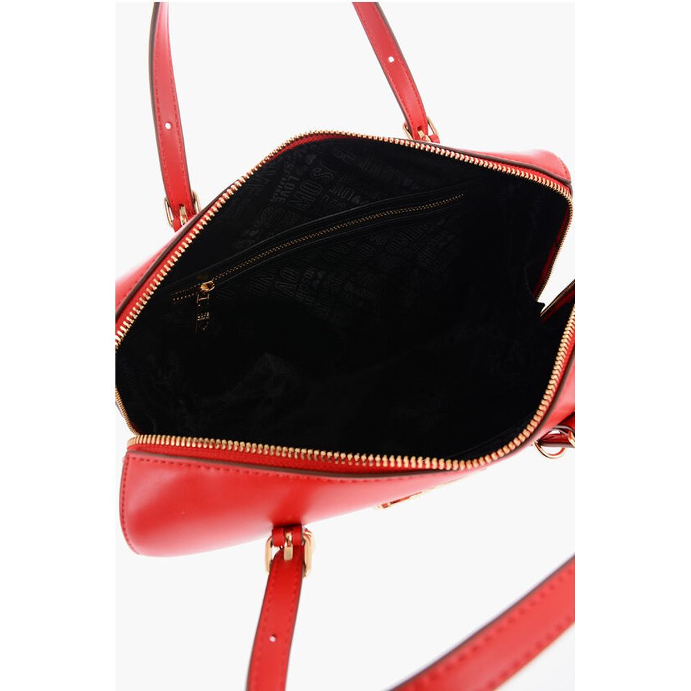 Moschino LOVE Faux Leather Handbag with Metal Golden Logo