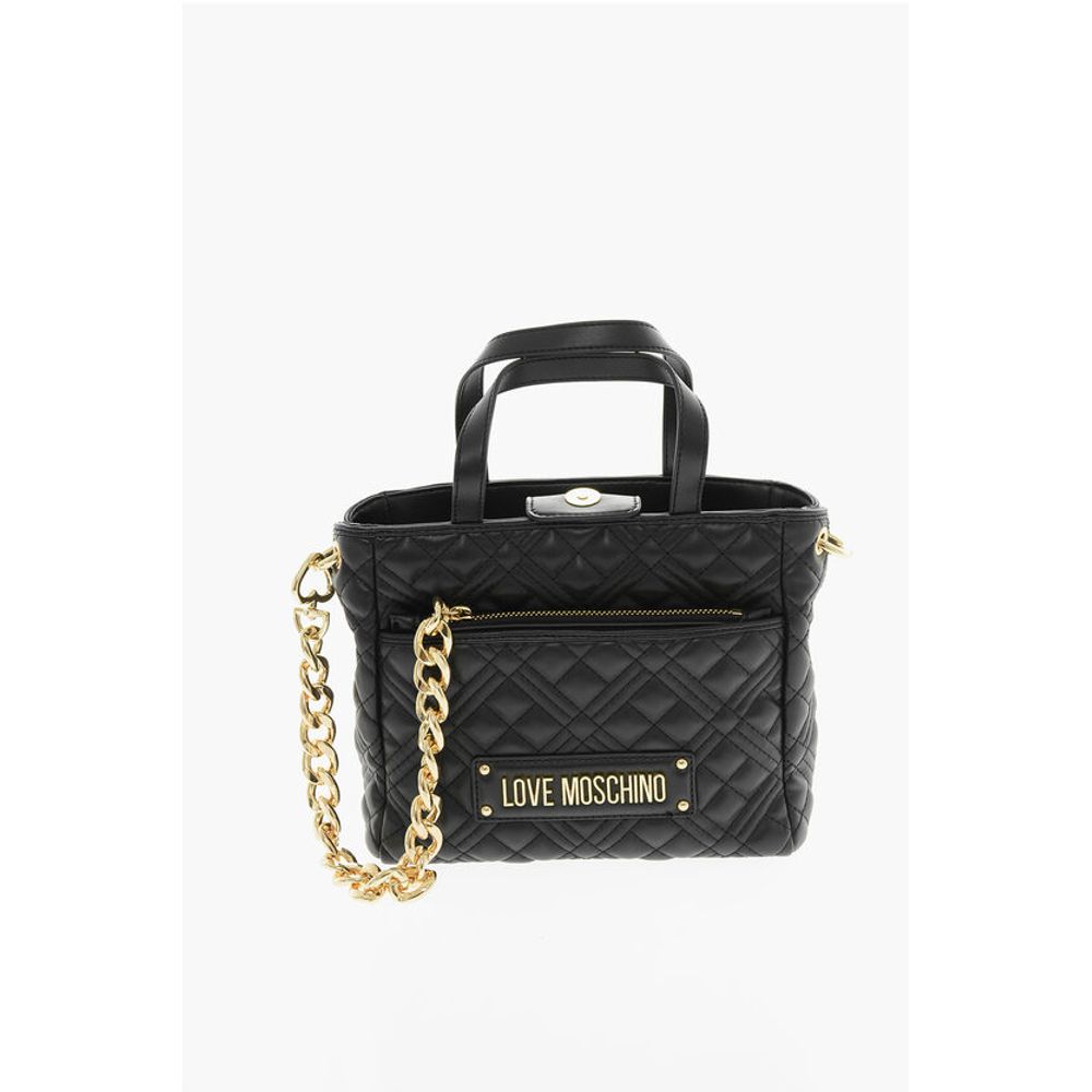 Moschino LOVE Quilted Faux Leather Handbag with Golden Chain
