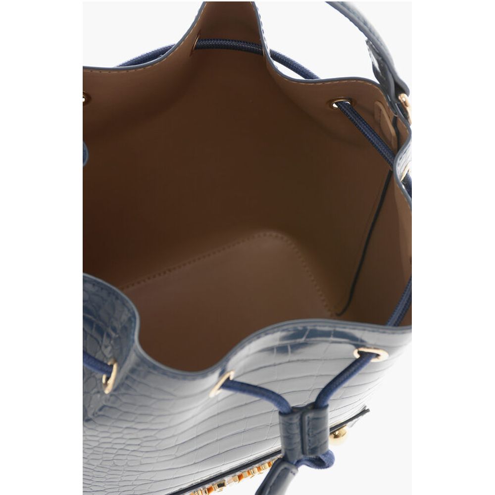 Moschino LOVE Faux Leather Crocodile Effect Bucket Bag with Embossed