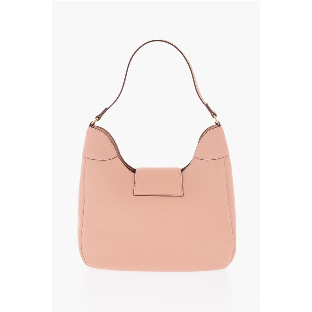 Moschino LOVE Textured Faux Leather Hobo Bag with Maxi Heart-Shaped C