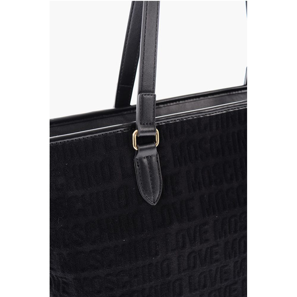 Moschino LOVE Faux Leather and Sponge Tote Bag with Embossed Logo
