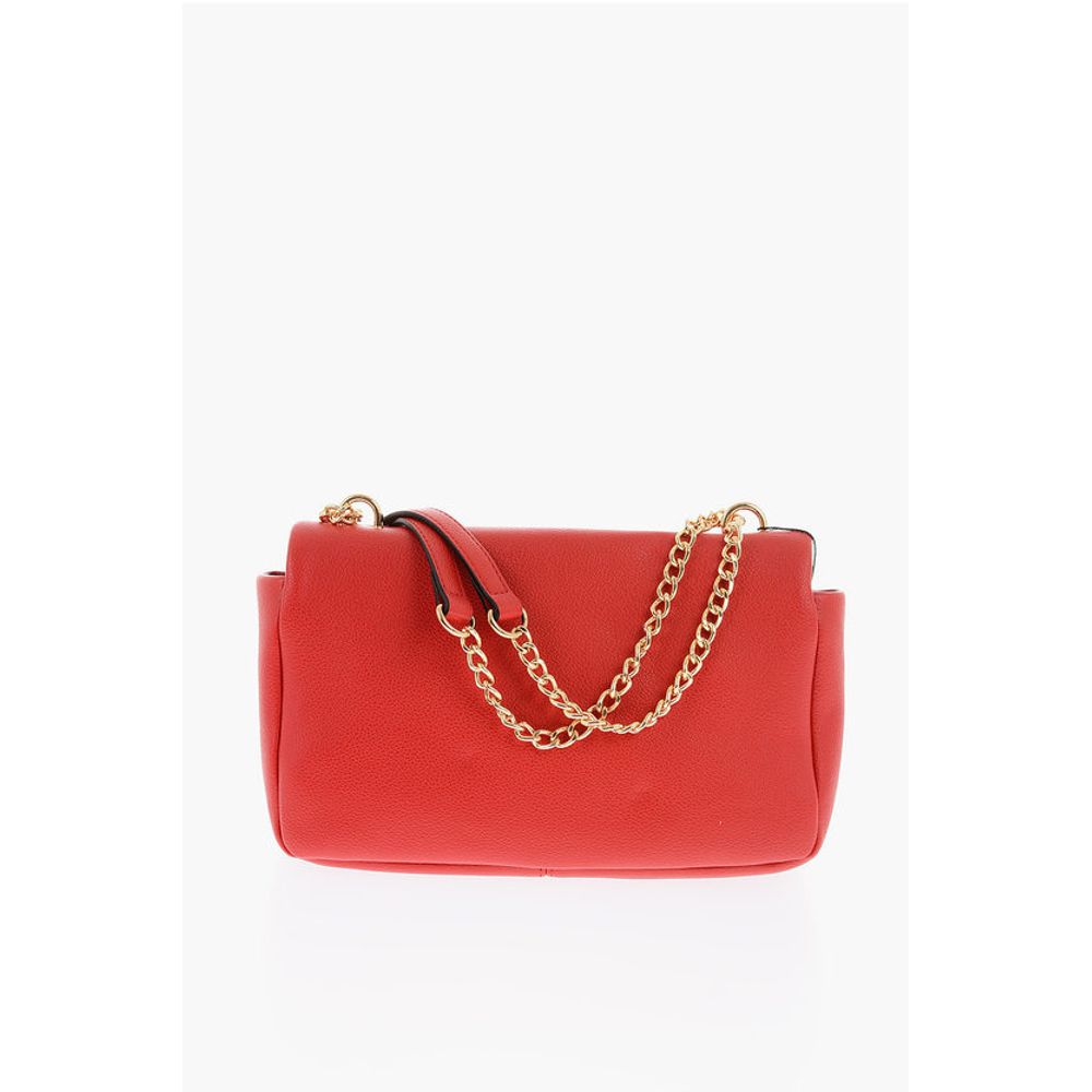 Moschino LOVE Textured Faux Leather Shoulder Bag with Golden Logo