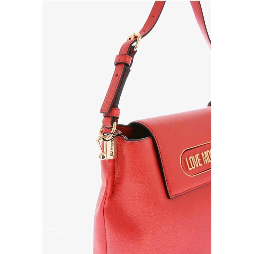Moschino LOVE Textured Faux Leather Bucket Bag with Magnetic Closure