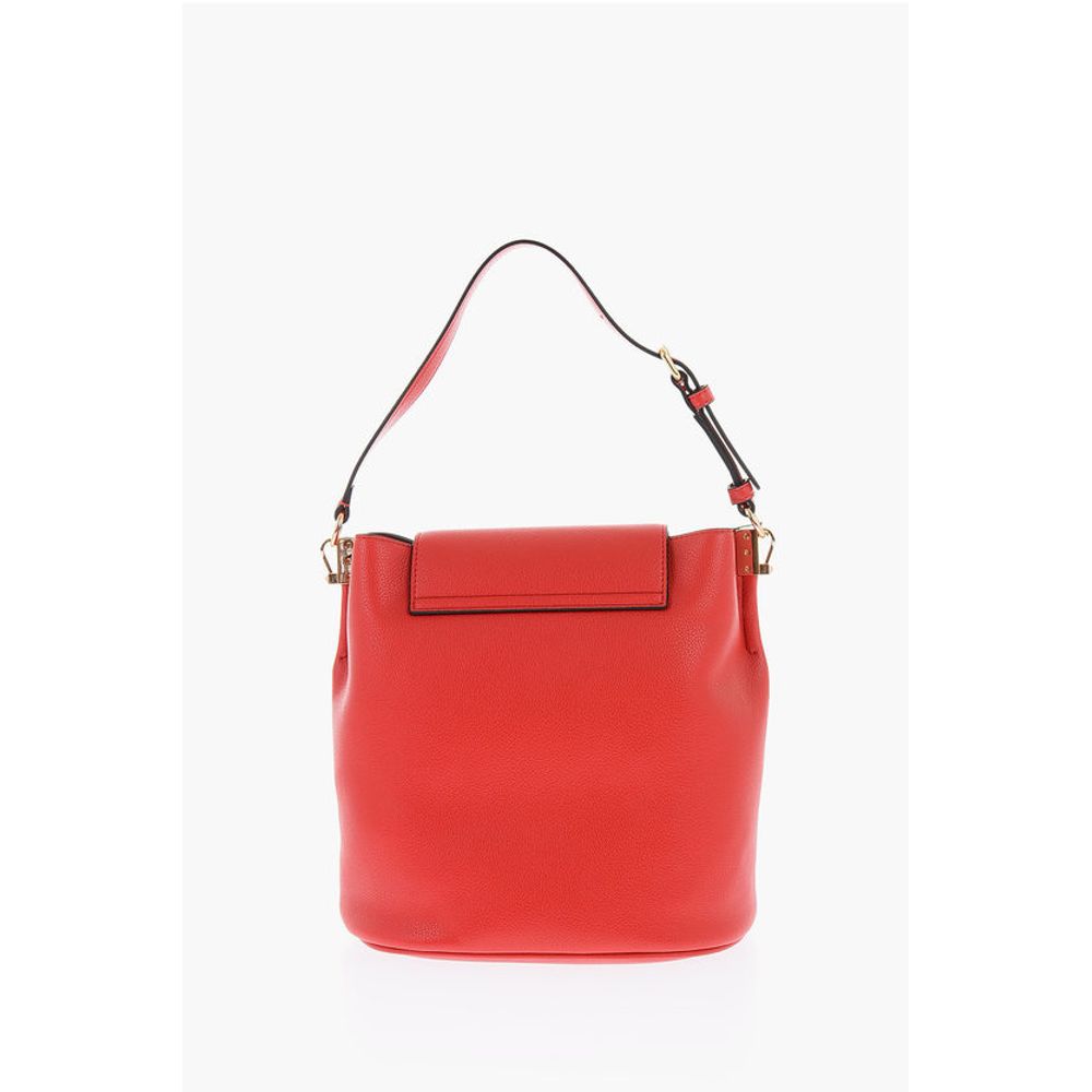 Moschino LOVE Textured Faux Leather Bucket Bag with Magnetic Closure
