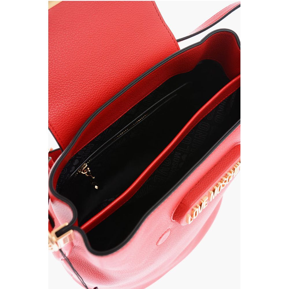 Moschino LOVE Textured Faux Leather Bucket Bag with Magnetic Closure