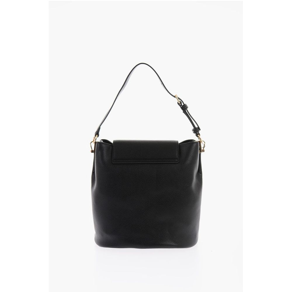 Moschino LOVE Textured Faux Leather Bucket Bag with Embossed Logo