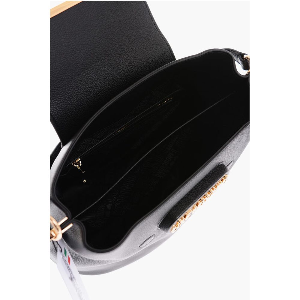 Moschino LOVE Textured Faux Leather Bucket Bag with Embossed Logo