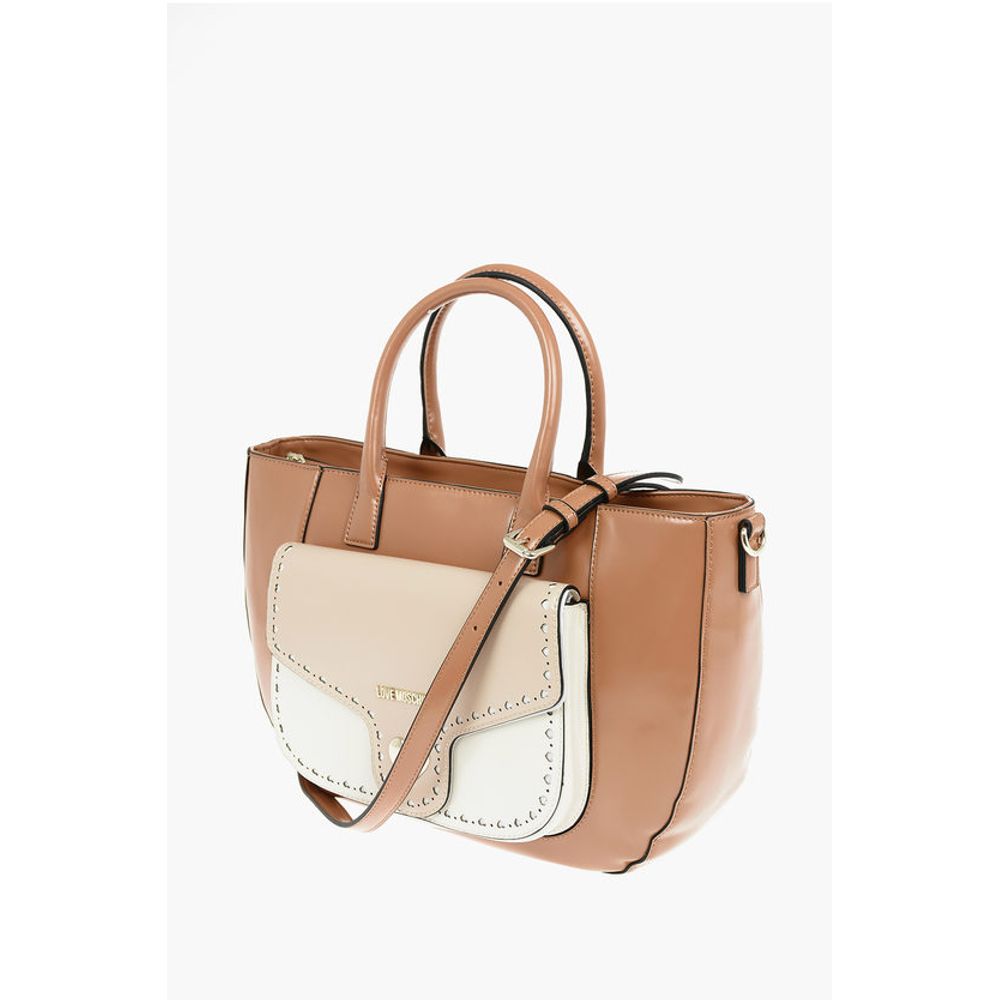 Moschino LOVE Removable Shoulder Strap Faux Leather Tote Bag