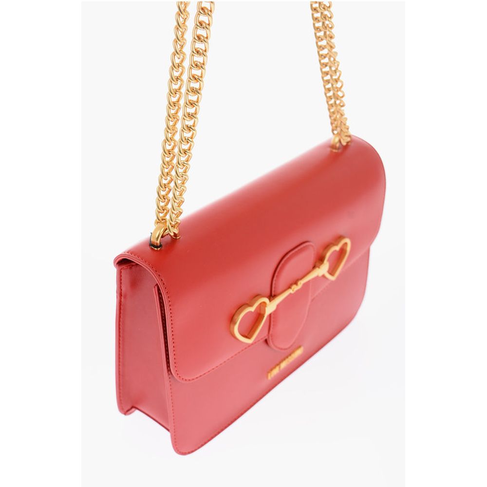 Moschino LOVE faux leather bag with chain shoulder strap and golden c