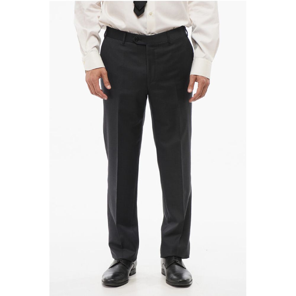 Corneliani Virgin Wool MANTUA Pants with Concealed Closure