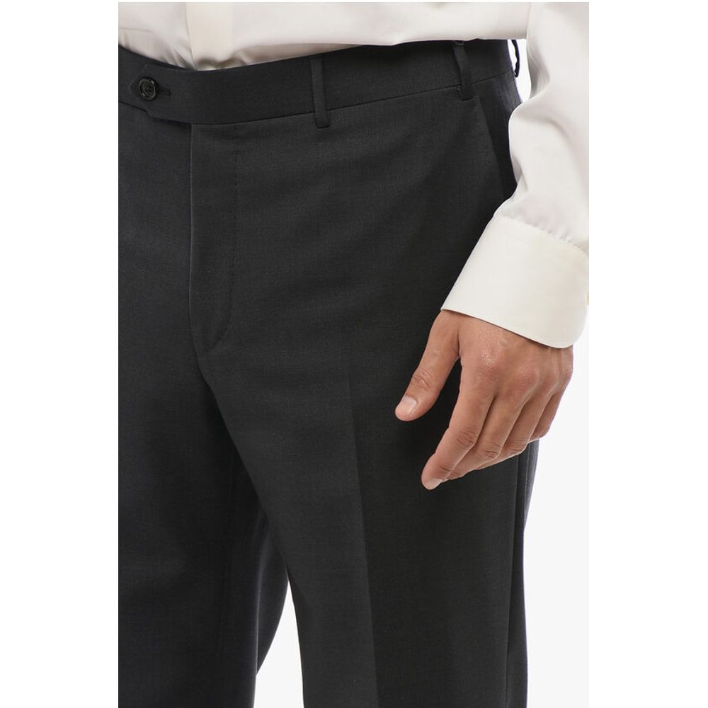 Corneliani Virgin Wool MANTUA Pants with Concealed Closure