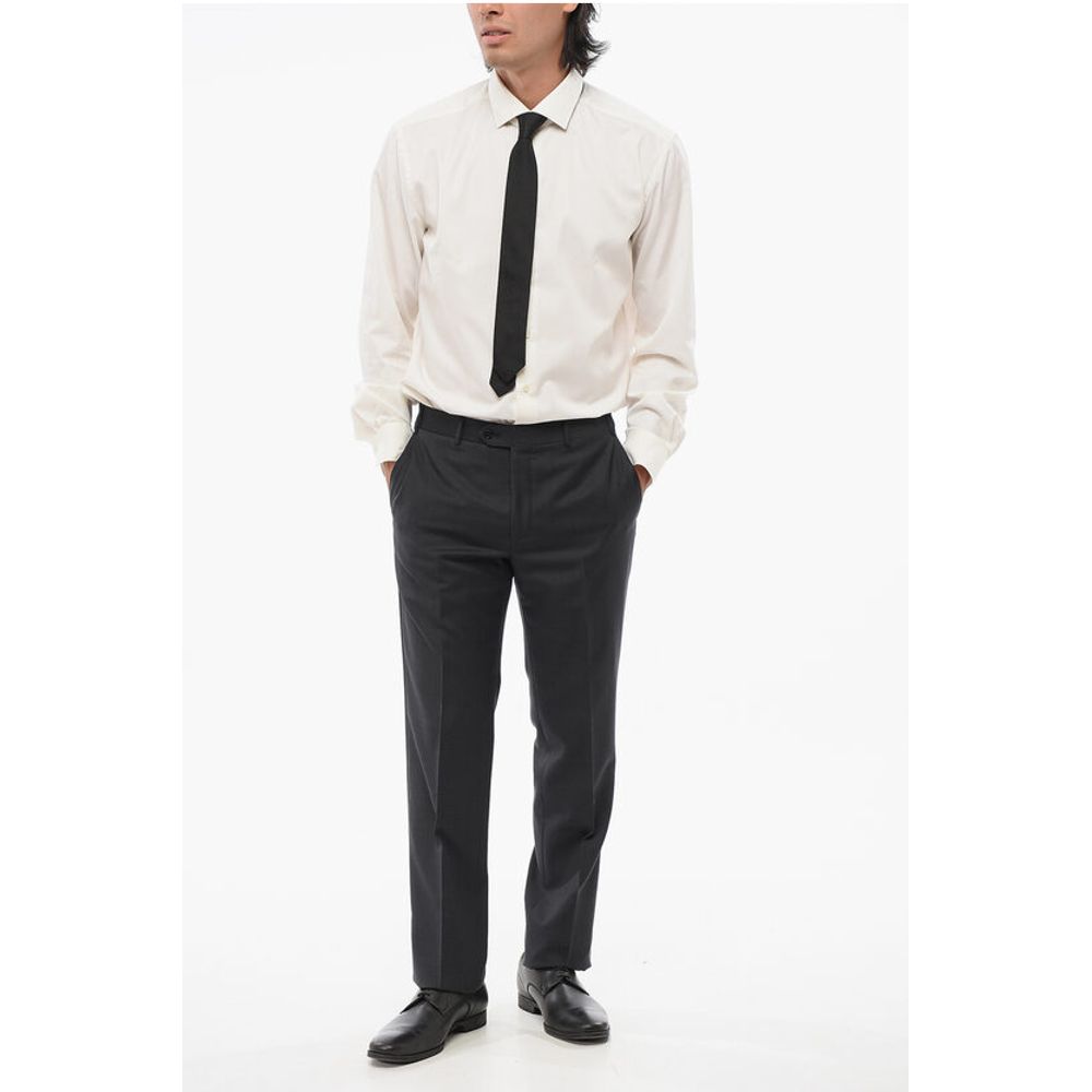 Corneliani Virgin Wool MANTUA Pants with Concealed Closure