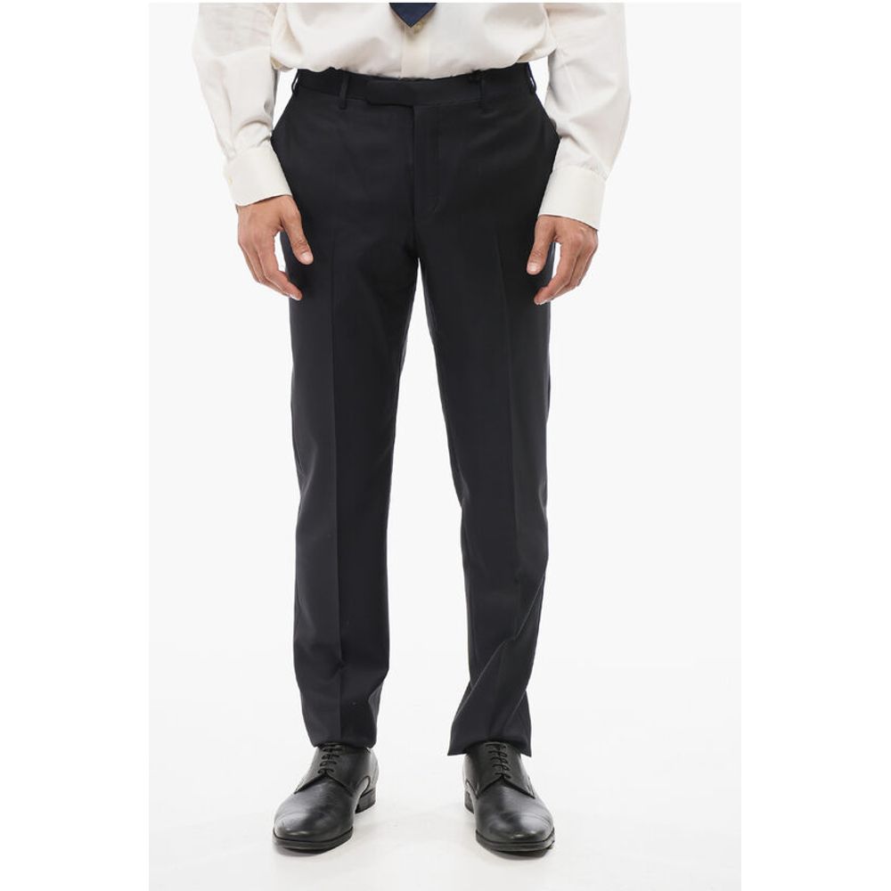 Corneliani CC COLLECTION Virgin Wool Pants with Hidden Closure