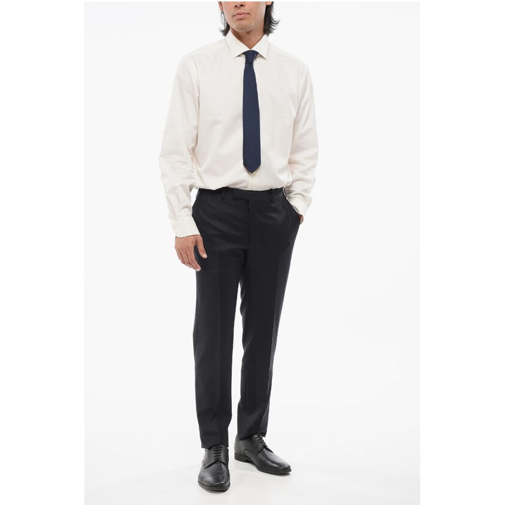 Corneliani CC COLLECTION Virgin Wool Pants with Hidden Closure