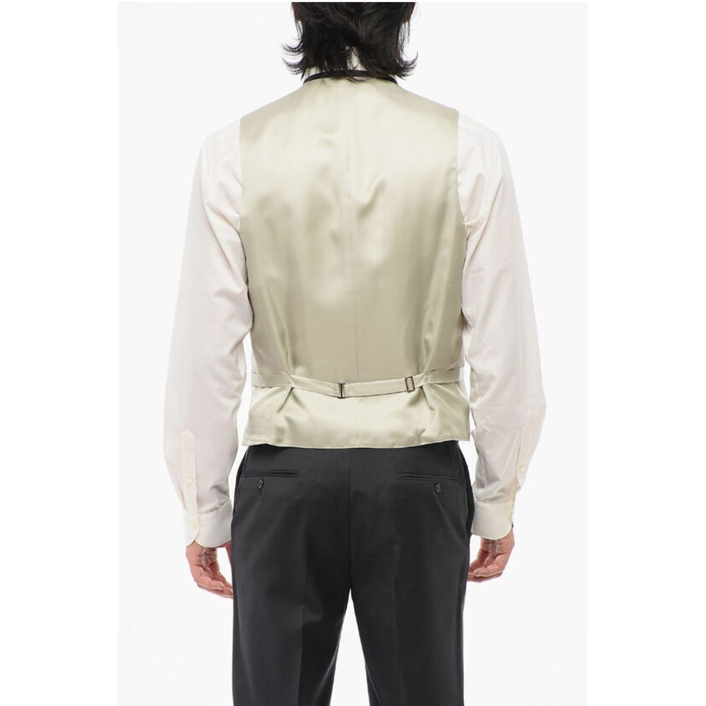 Corneliani 4 Buttons Wool Vest With Jet Pockets