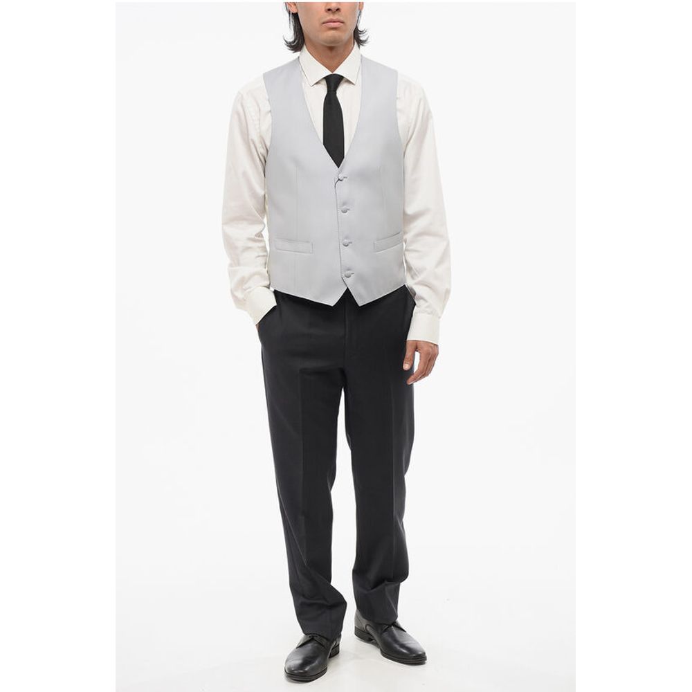 Corneliani 4 Buttons Wool Vest With Jet Pockets