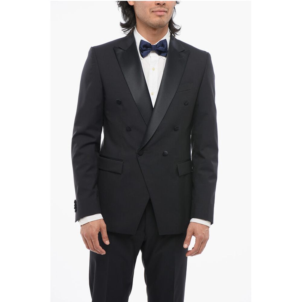 Corneliani Virgin Wool Double-Breasted Suit With Peak Lapel
