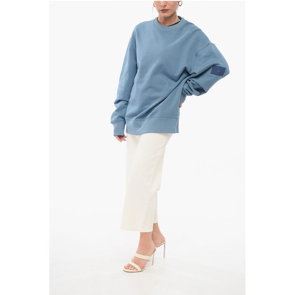 Y-3 Monochrome Brushed Cotton Sweatshirt with Crew Neck