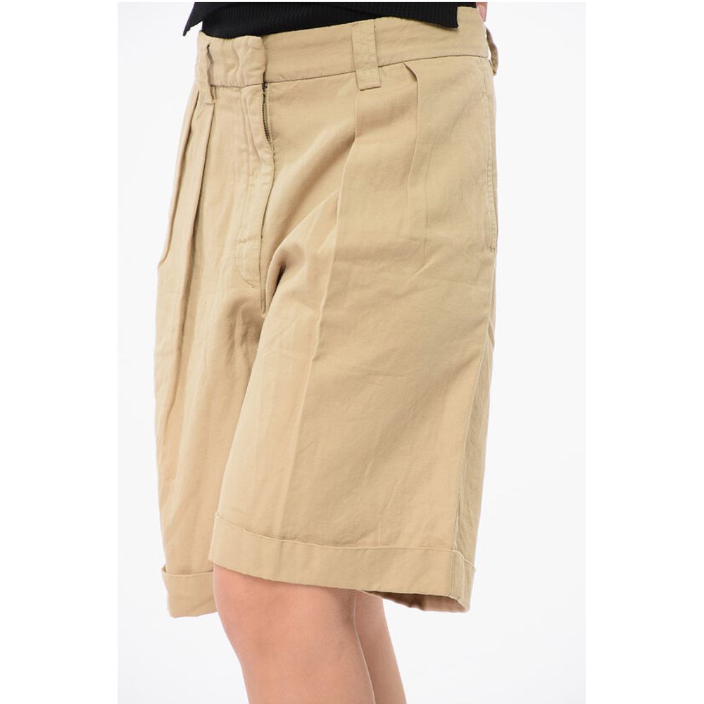 Aspesi Double-pleated Linen Blend Shorts
