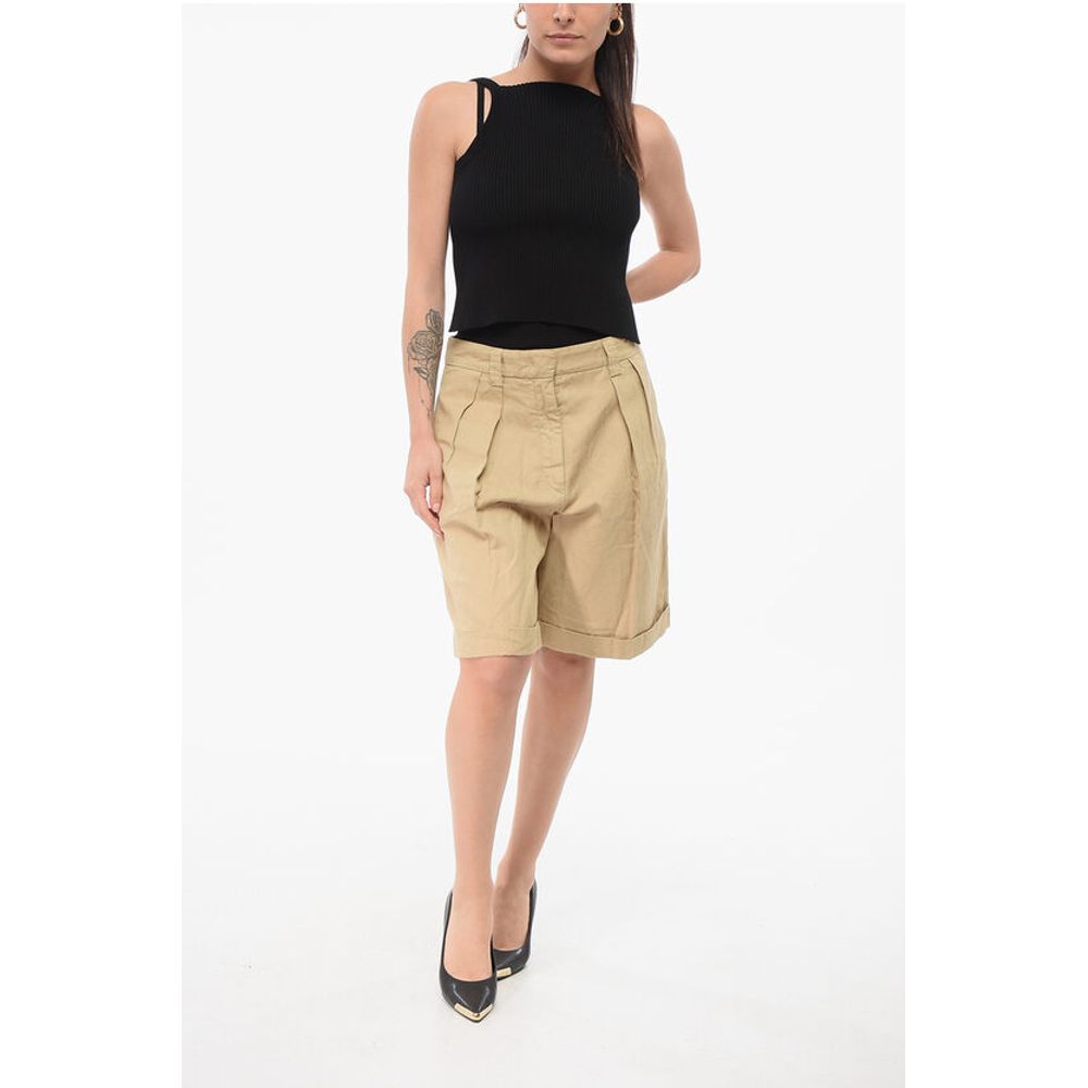 Aspesi Double-pleated Linen Blend Shorts