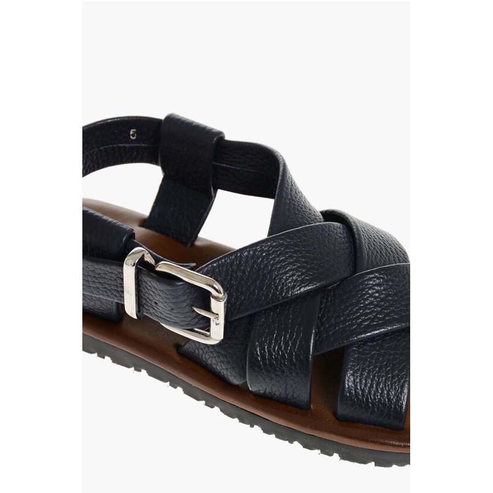 Corneliani Hammered Leather Criss-cross Sandals