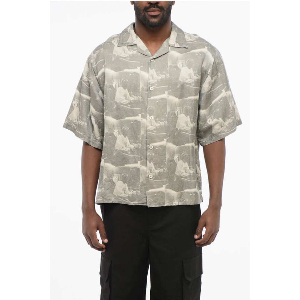 1989 Studio Printed Linen Blend Bowling Shirt