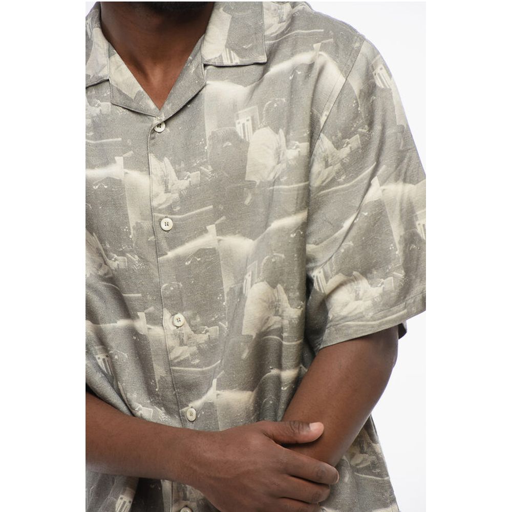 1989 Studio Printed Linen Blend Bowling Shirt