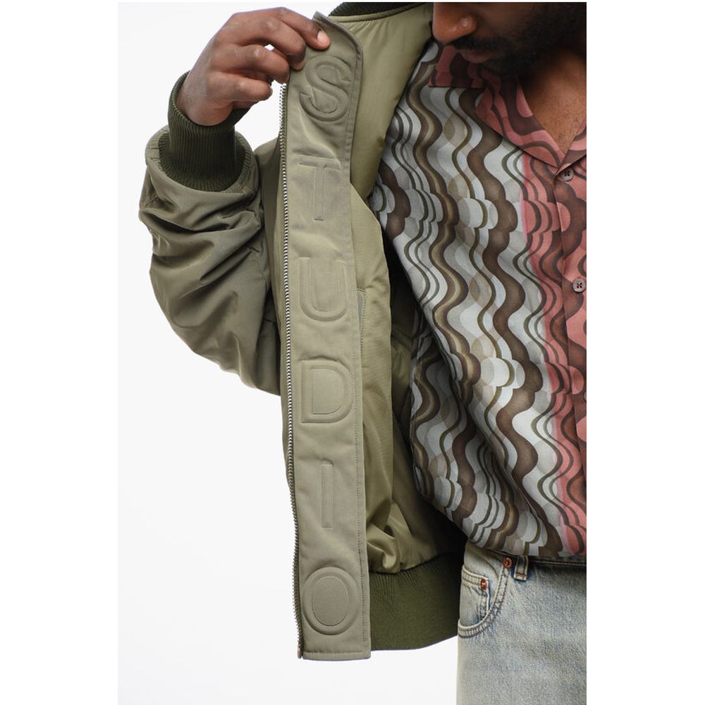 1989 Studio Nylon Bomber Jacket with Back Embossed Logo