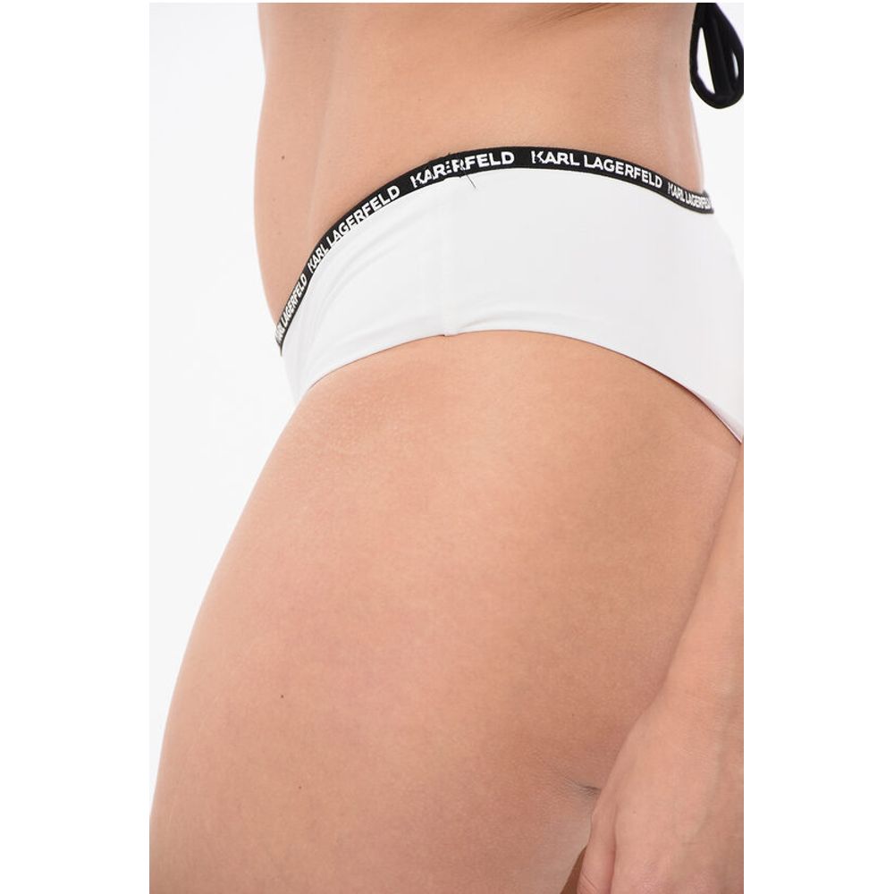 Karl Lagerfeld Solid Color Bikini Bottom with Logoed Contrasting Band