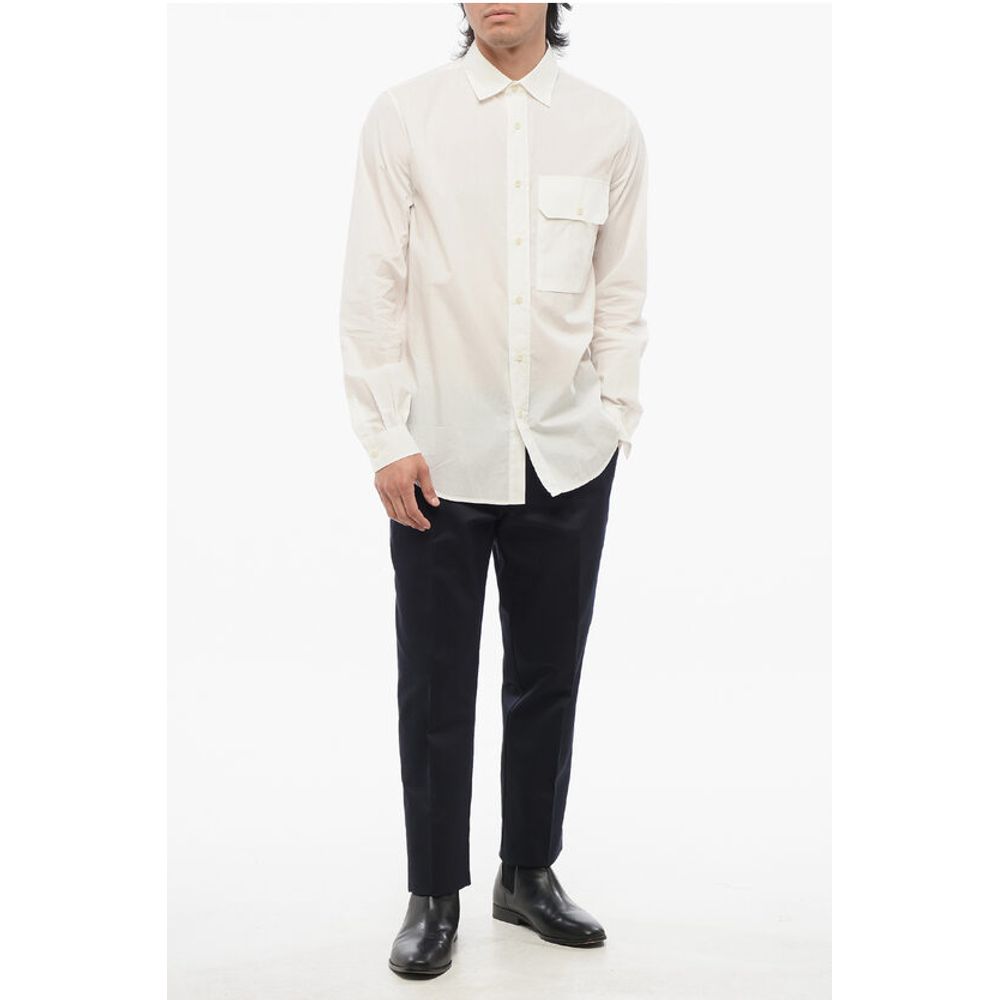 Ten c Solid Color Cotton and Nylon Shirt with Breast Pocket