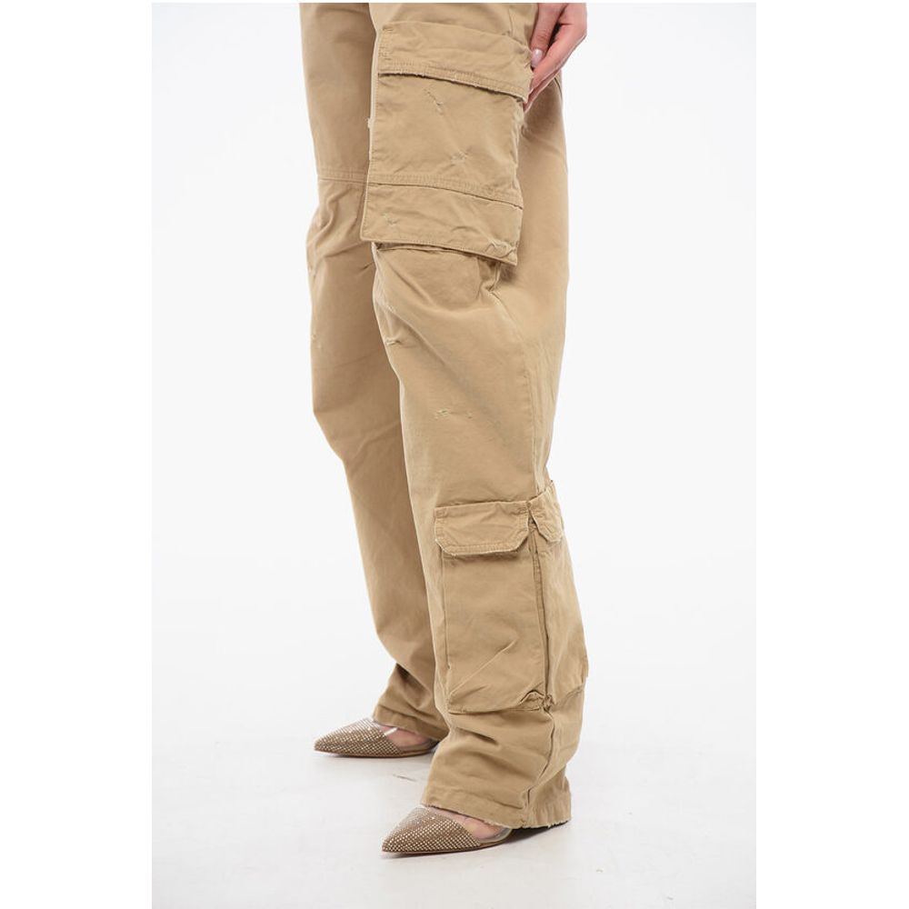 Darkpark Frayed Hem Cotton ROSALIND Cargo Pants with Logo-Buttons