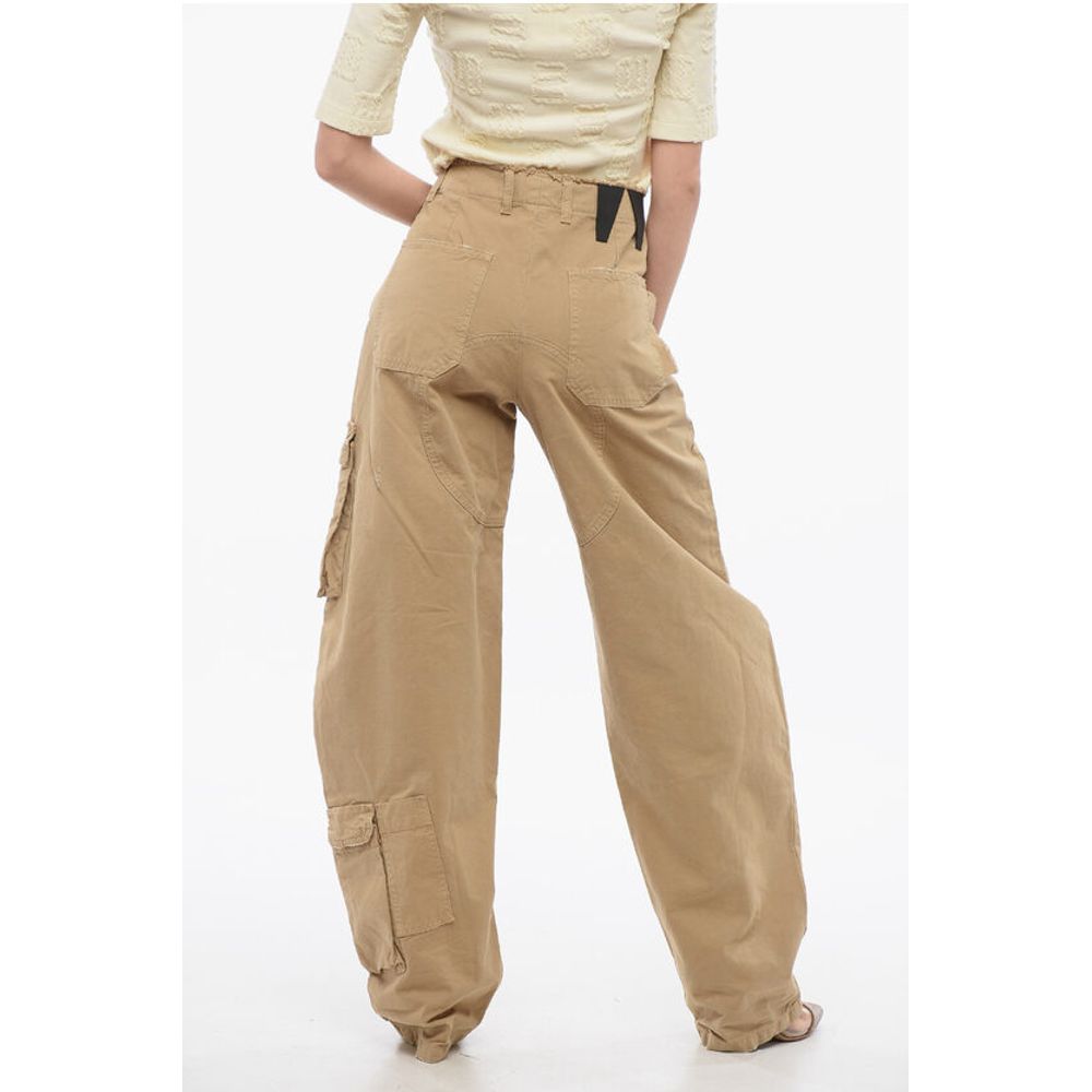 Darkpark Frayed Hem Cotton ROSALIND Cargo Pants with Logo-Buttons